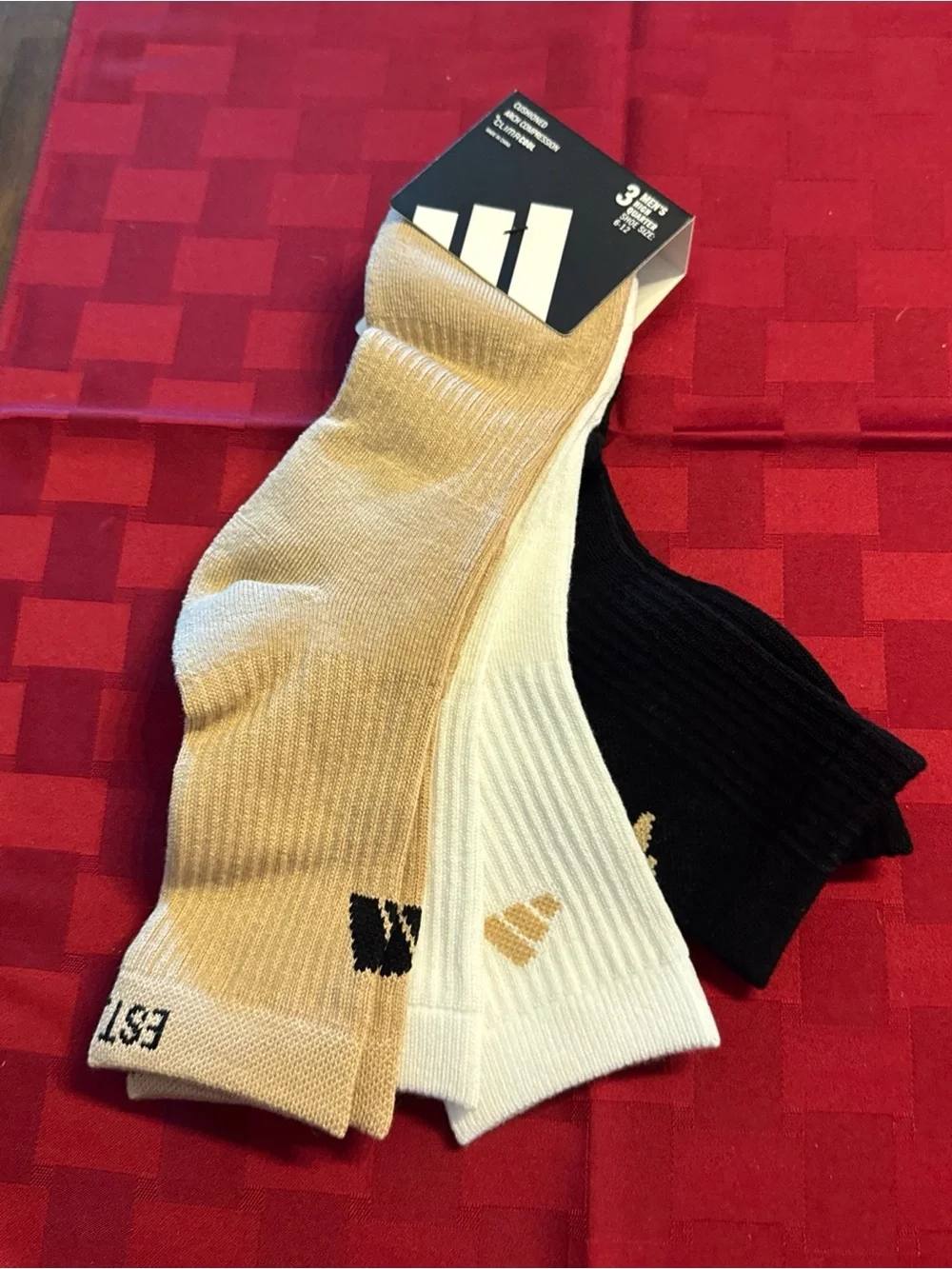 3-Pack Men's Ankle Socks - Black, White & Tan